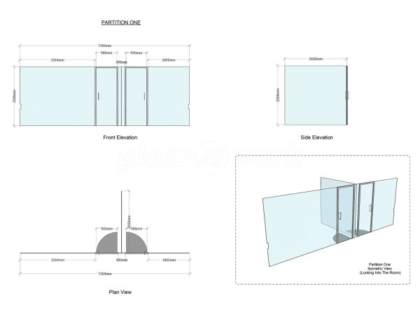 Peak Indicators (Chesterfield, Derbyshire): T-Shaped Twin Glass Office Partition