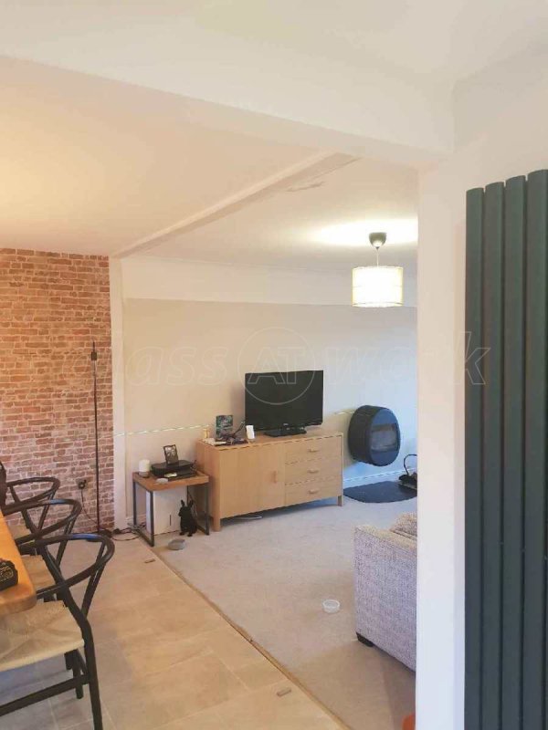 Residential Project (Northampton, Northamptonshire): New Black Warehouse-Style Room Divider to separate Dining Room from Living Room