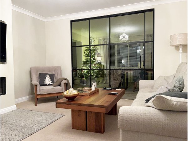 Domestic Project (Astley, Manchester): T-Bar Aluminium Black Framed Glass Wall and Door