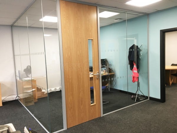 Aalco Metals Limited (Chepstow, Gwent): Acoustic Glass Corner Meeting Room With Timber Door