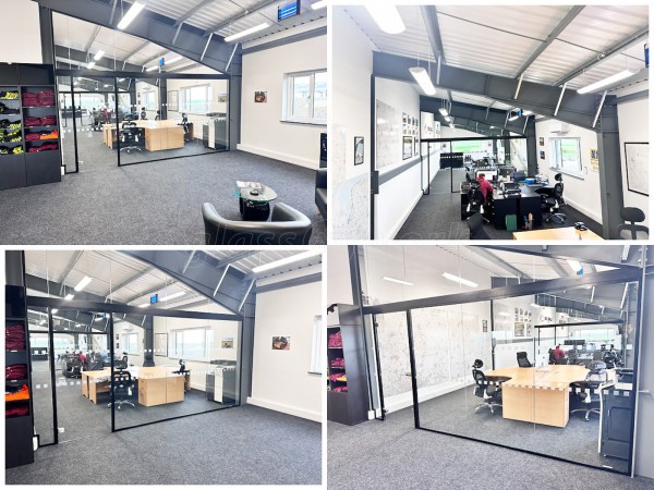 Agribale (Peterborough, Cambridgeshire): Acoustic Glass Office Partitions into Pitched Roof