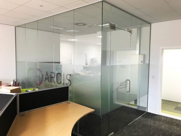 Arcis Biotechnology Ltd (Warrington, Cheshire): Single Glazed Glass Office Corner Room Installation With Toughened Glass