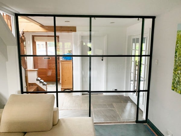 BC Heywood Joinery (Nantwich, Cheshire): Black Industrial T-Bar Glass Wall With Top-Hung Sliding Door