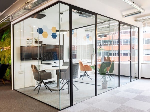 BJ Refurbishments (Putney Bridge, London): Glass Office Cubicles With Black Frames & Soundproofing