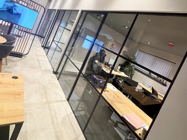 Bannerman Company (Inverness, Scotland): T-Bar Aluminium Black Framed Glass Office Partitions