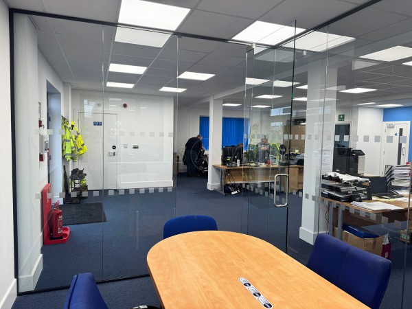 Barnett Transport (Ellesmere Port, Cheshire): Toughened Glass Corner Office Pod