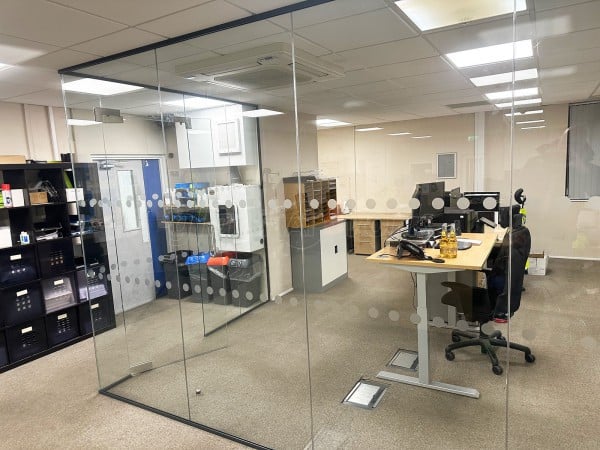 Bay Plastics (North Shields, Tyne and Wear): Glass Corner Office With Frameless Door