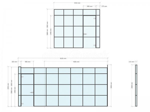 Beetham (Liverpool, Merseyside): Frosted Glass T-Bar Grid Glazed Partitioning