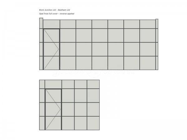 Beetham (Liverpool, Merseyside): Frosted Glass T-Bar Grid Glazed Partitioning