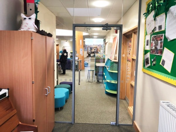 Bengeworth Academy (Evesham, Worcestershire): School Acoustic Glass Partition and Framed Glass Door