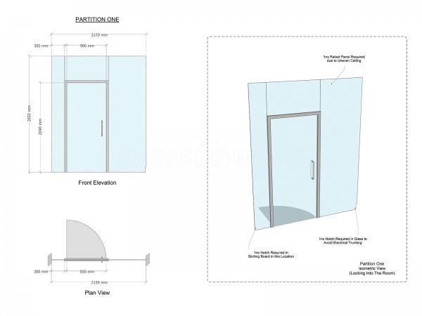 Bengeworth Academy (Evesham, Worcestershire): School Acoustic Glass Partition and Framed Glass Door