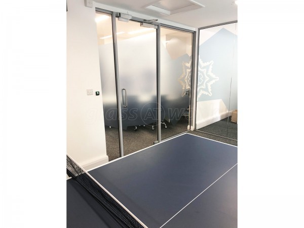 Blue Light Card (Loughborough, Leicestershire): Glass Partitions With Window Film Graphics
