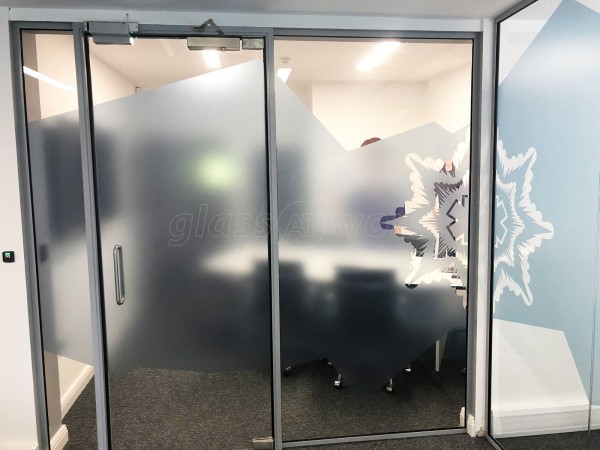 Blue Light Card (Loughborough, Leicestershire): Glass Partitions With Window Film Graphics