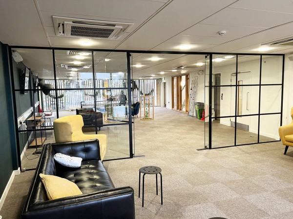 C3 Church (Cambridge, Cambridgeshire): T-Bar Interior Black Metal Framed Glass Wall With Double Doors