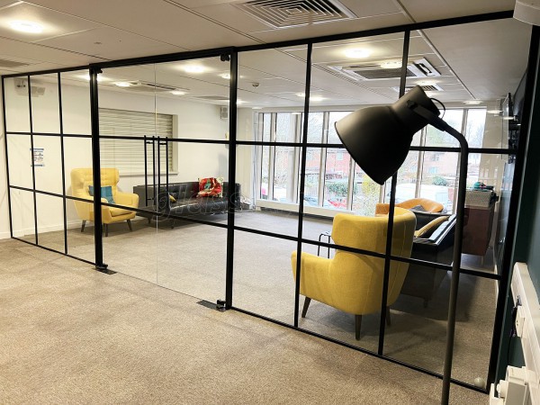 C3 Church (Cambridge, Cambridgeshire): T-Bar Interior Black Metal Framed Glass Wall With Double Doors