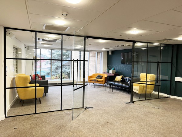 C3 Church (Cambridge, Cambridgeshire): T-Bar Interior Black Metal Framed Glass Wall With Double Doors