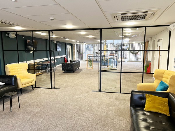 C3 Church (Cambridge, Cambridgeshire): T-Bar Interior Black Metal Framed Glass Wall With Double Doors