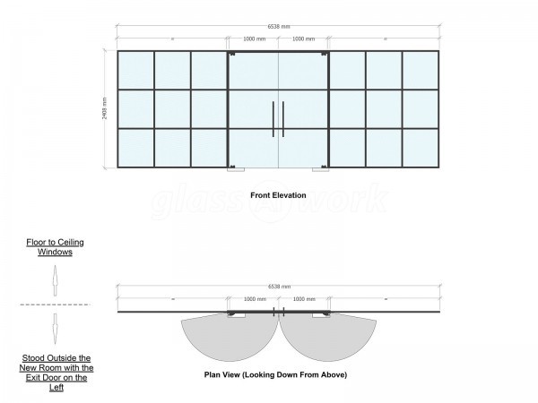 C3 Church (Cambridge, Cambridgeshire): T-Bar Interior Black Metal Framed Glass Wall With Double Doors