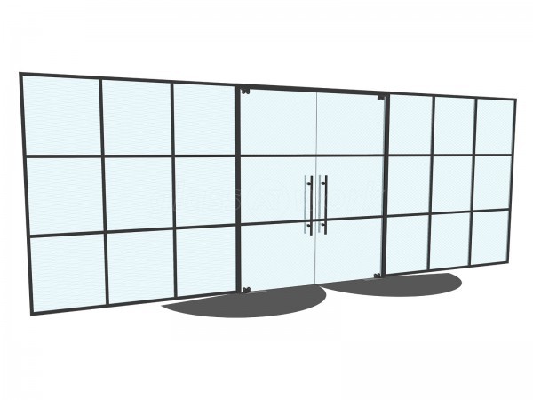 C3 Church (Cambridge, Cambridgeshire): T-Bar Interior Black Metal Framed Glass Wall With Double Doors