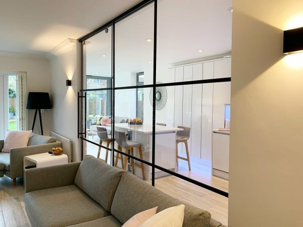 Concord ICB Contractors Ltd (Hullbridge, Essex): T-Bar Residential Shoreditch-Style Glass Wall Including Top Hung Sliding Door Leaf
