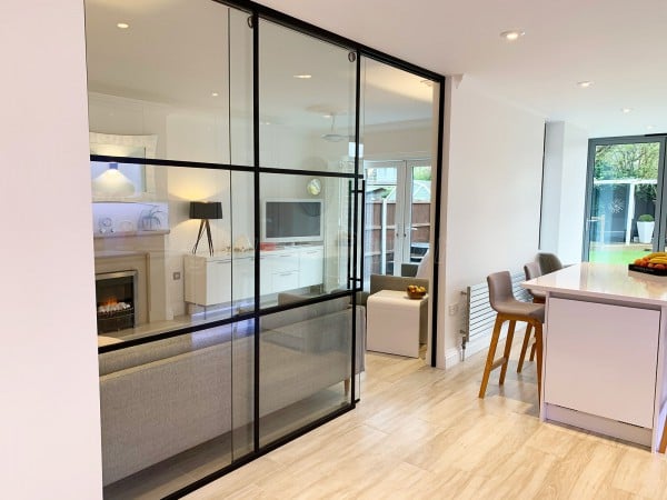Concord ICB Contractors Ltd (Hullbridge, Essex): T-Bar Residential Shoreditch-Style Glass Wall Including Top Hung Sliding Door Leaf