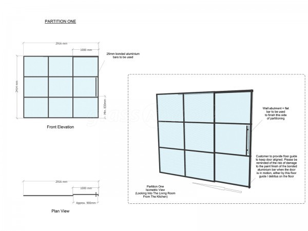 Concord ICB Contractors Ltd (Hullbridge, Essex): T-Bar Residential Shoreditch-Style Glass Wall Including Top Hung Sliding Door Leaf