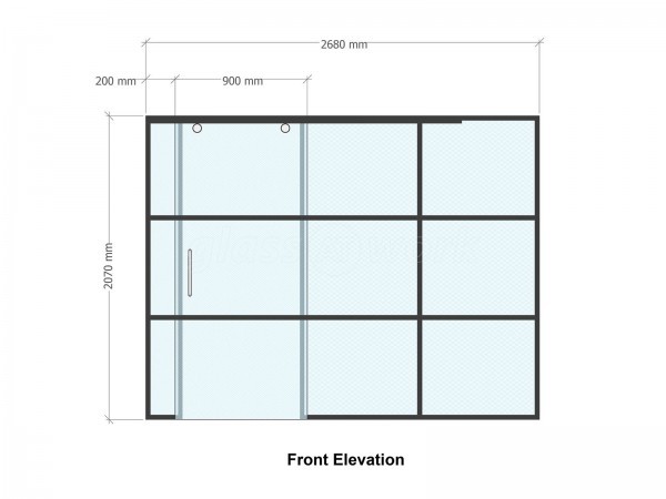 Cardiff Metropolitan University (Cardiff, Caerdydd): Industrial-Look Office Wall With Black Metal Frame and Sliding Door