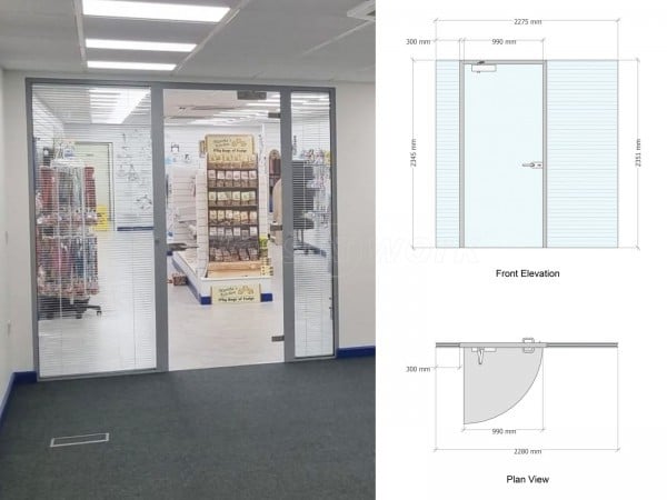 Clarke Building and Roofing Services (Exeter, Devon): Double Glazed Glass Office Partition With Integral Blinds