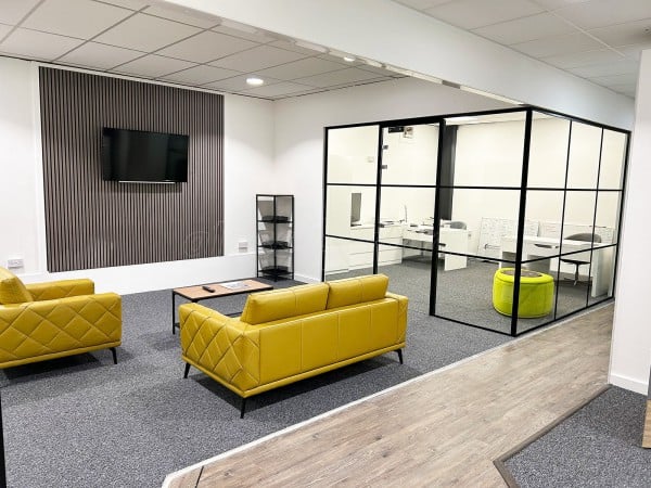 Cookes Furniture (Short Heath, Birmingham): Industrial-Style Black Framed Glass Corner Room