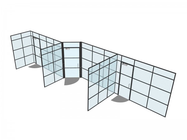 Cox Workshops (Tottenham, London): T-Bar Black Framed Office Partitions With Acoustic Glazing