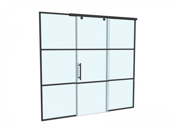 Dawlish Construction (Stepney, London): T-Bar Black Panel Glass Walls and Sliding Doors