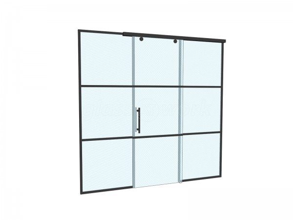 Dawlish Construction (Stepney, London): T-Bar Black Panel Glass Walls and Sliding Doors