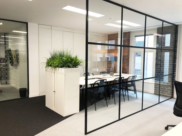 ETFS Capital (Soho, London): Heritage-Style Glass Wall Room Divider