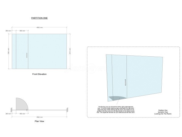 Edward Hands and Lewis Ltd (Leicester, Leicestershire): Inline Glass Wall With Frameless Door
