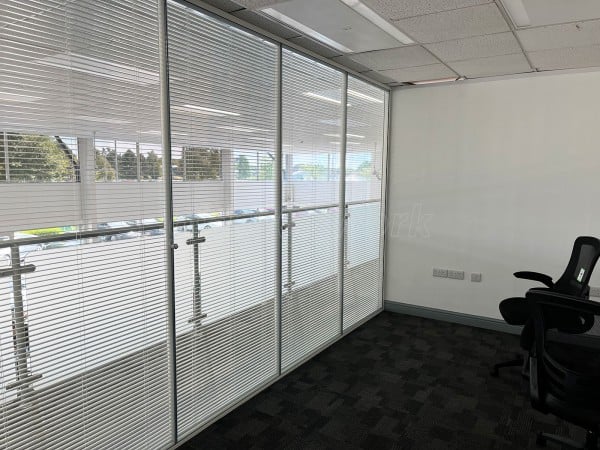 Fords Of Winsford (Winsford, Cheshire): Double Glazed Glass Office Partition With Blinds Fitted To A Mezzanine