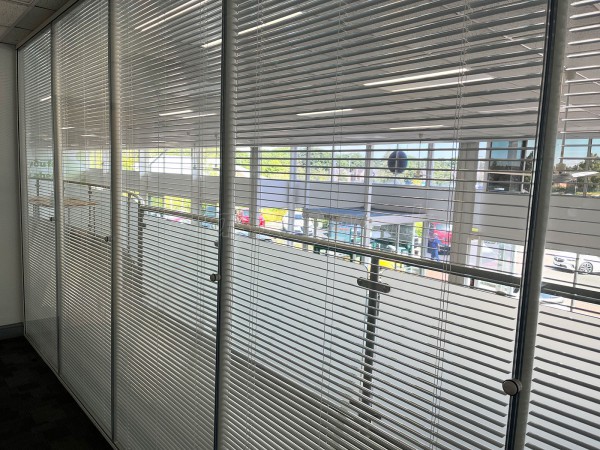 Fords Of Winsford (Winsford, Cheshire): Double Glazed Glass Office Partition With Blinds Fitted To A Mezzanine