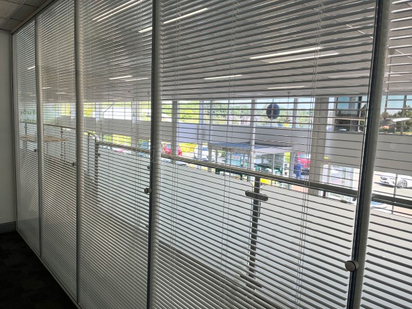 Fords Of Winsford (Winsford, Cheshire): Double Glazed Glass Office Partition With Blinds Fitted To A Mezzanine