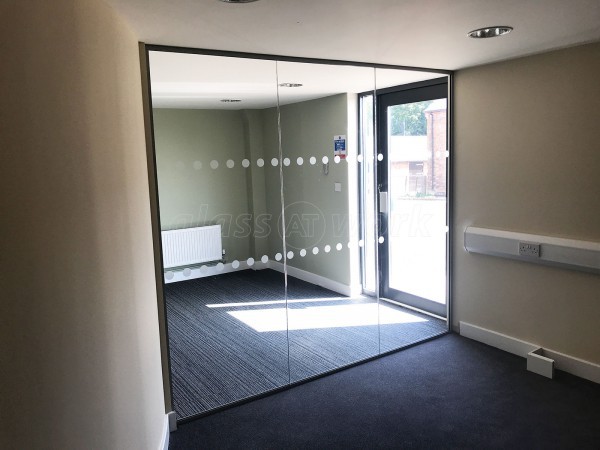 G.Harrison Buildrite Leicester Ltd (Peckleton, Leicestershire): Glass Office Wall With Frameless Glass Double Doors