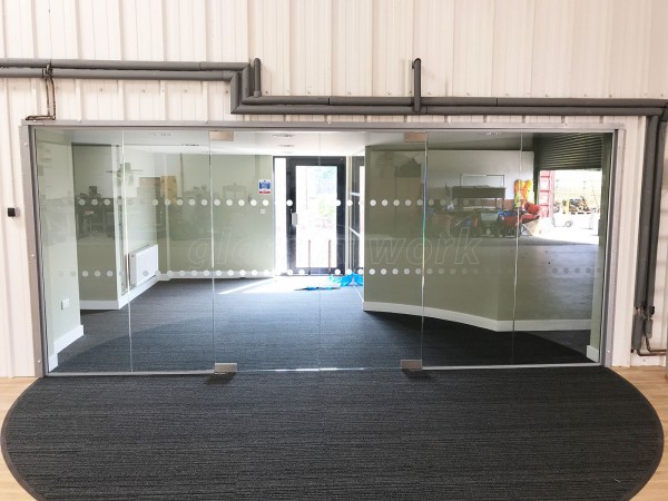 G.Harrison Buildrite Leicester Ltd (Peckleton, Leicestershire): Glass Office Wall With Frameless Glass Double Doors