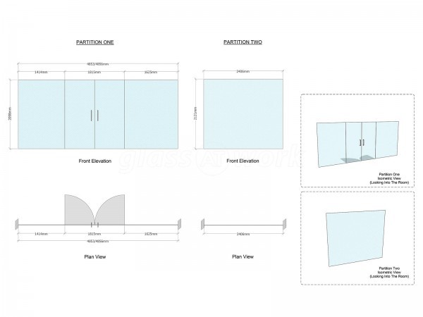 G.Harrison Buildrite Leicester Ltd (Peckleton, Leicestershire): Glass Office Wall With Frameless Glass Double Doors