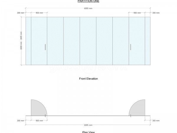 G J McCabe (Daventry, Northamptonshire): Frameless Glass Interior Office Wall With Two Doors