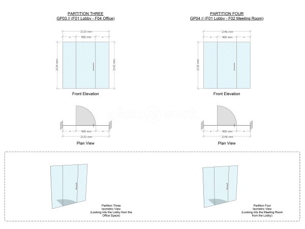 GPF Lewis (Milton Keynes, Buckinghamshire): Double Glazed Acoustic and Single Glazed Frameless Toughened Glass Partitions