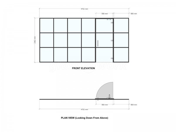 Grant Store (Wigan, Greater Manchester): T-Bar Banded Metal and Glass Office Walls