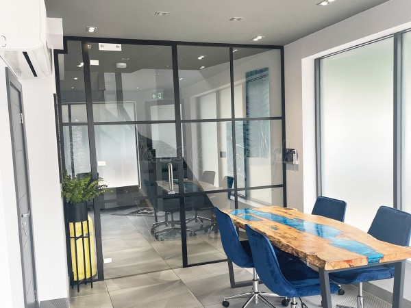 Harson Investments (Norbury, London): T-Bar Black Frame Metal and Glass Interior Wall