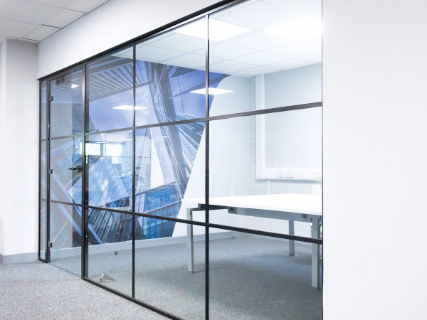 International Workplace Solutions (Swansea, Wales): T-Bar Aluminium Black Framed Glass Walls and Doors