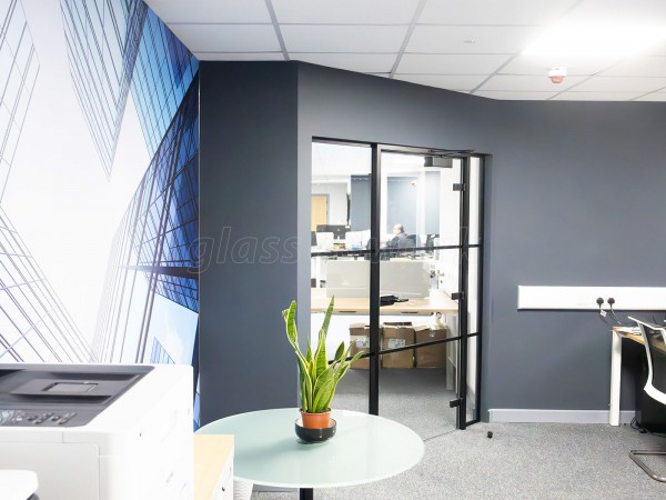 International Workplace Solutions (Swansea, Wales): T-Bar Aluminium Black Framed Glass Walls and Doors