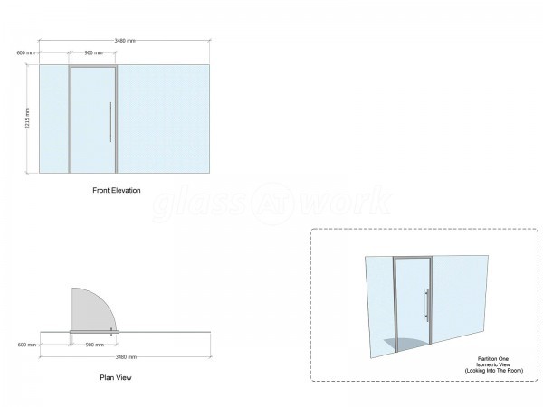 Integnity (St Albans, Hertfordshire): Inline Toughened Glass Wall Screen With Framed Glazed Door