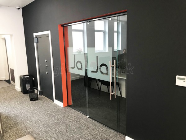 James Andrew Recruitment Solutions (Clarendon Park, Leicester): Glass Sliding Door + Glass Hinged Door