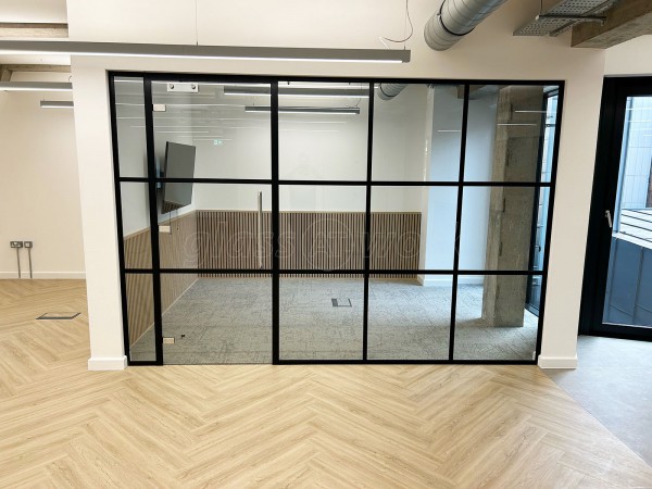 JWC Group (The City, London): T-Bar Aluminium Black Framed Glass Walls and Doors