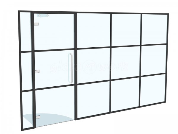 JWC Group (The City, London): T-Bar Aluminium Black Framed Glass Walls and Doors